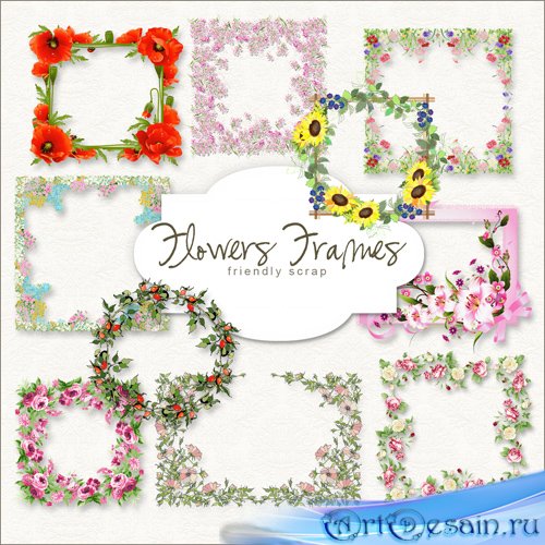 Scrap-kit - Spring Flowers Cluster Frames