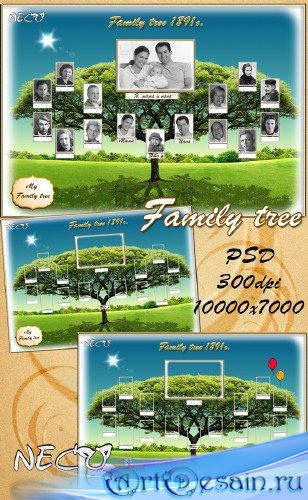  -  ()  / Template a family tree PSD