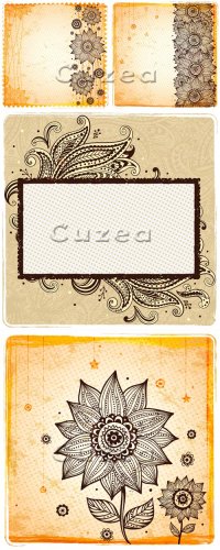       / Vintage backgrounds with a flower ornament in a vector