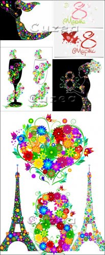   8  -  ,  3/ Women's Day on March 8, part 3- vector stock