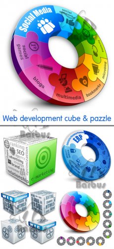 Web development cube and pazzle /      - Vector stock