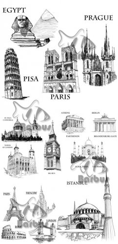 Famous buildings sketch /     - Vector stock