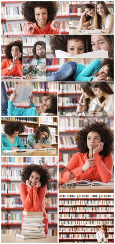 The girl in library /    - Photo Stock