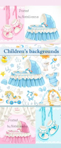     / Children's backgrounds with bootees - Stock photo