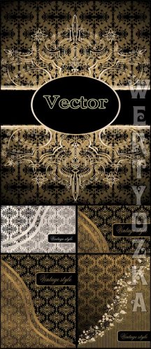       / Vintage vector background with golden ornaments