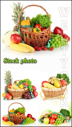     ,    / Vegetables and fruit, a basket of vegetables - Raster clipart