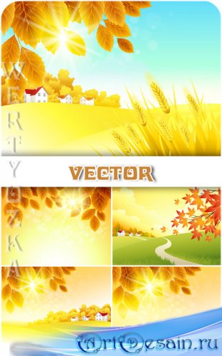   ,  / Autumn natural background, landscape - vec ...