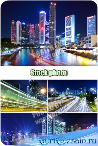  ,   / Night city, night road - stock photos