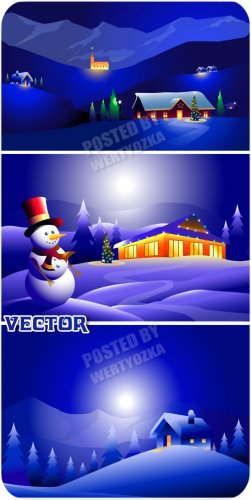      / Snowman and a wonderful winter night - ve ...