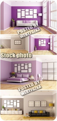      / Interior in gentle lilac tones - stock photos