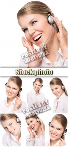 - call- / Girl-operator call-center - stock photos