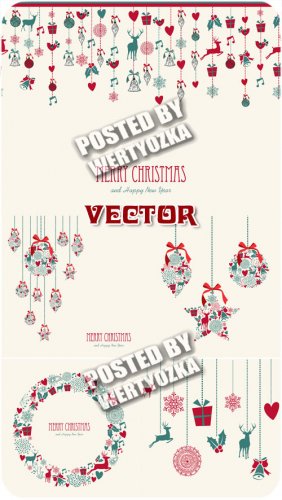    / Vintage Christmas garland - stock vector