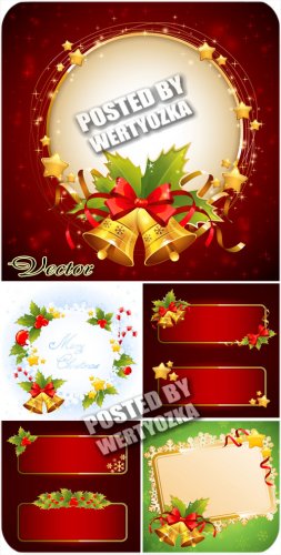       / Christmas background with bells - stock vector