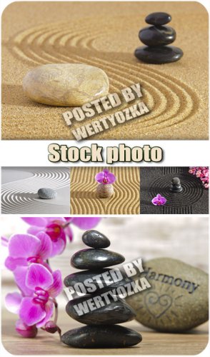       / Spa background with orchids and stones - stock photos