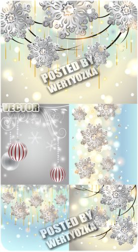     / Snowflakes on shining backgrounds - stock vector