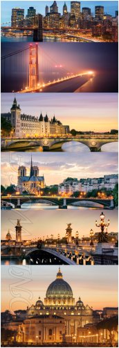 Night city and bridges - Stock photo