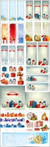 Vector  hristmas banners with gift box and snowflakes - Vektor photo[/b]