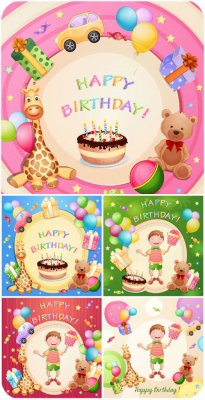   ,      / Happy birthday vector backgrounds